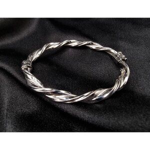 LIRM Italy 925 Sterling Silver Twisted Bangle Bracelet Elegant Design